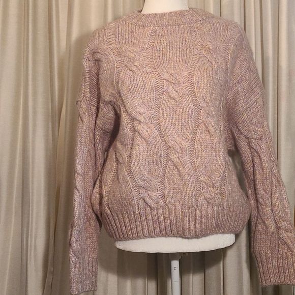 4si3nna cable knit sweater pink sz L